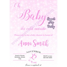 Winter Wonderland Baby Shower Invitation pink,(004)